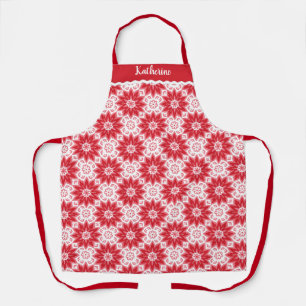 Modern Red Floral Patten Baking Apron