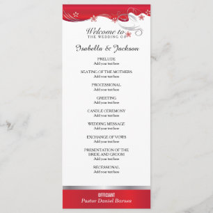 Modern Red Floral Wedding Program
