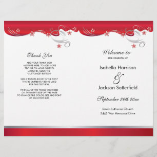 Modern Red Floral Wedding Program