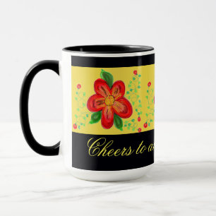 Modern Red Flowered Mug
