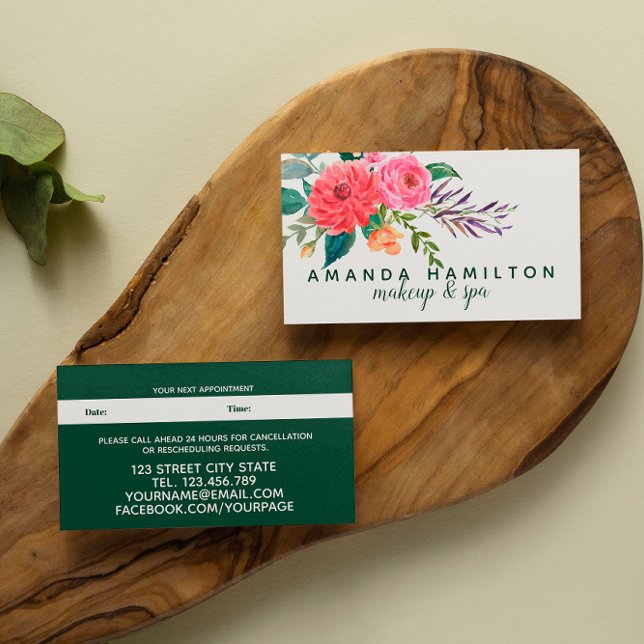 Modern red Flowers Bloom Watercolor Appointment Card (Creator Uploaded)