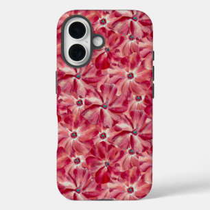 Modern Red Flowers Watercolor Floral Pattern iPhone 16 Case