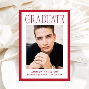 Modern Red Frame 2 Photo Graduation Announcement
