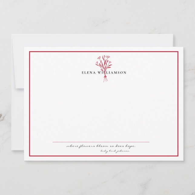Modern Red Frame - Flowers & Hope Personalized Card (Front)