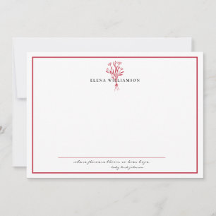 Modern Red Frame - Flowers & Hope Personalized Card