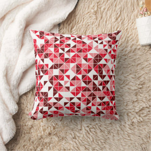 Modern Red Geometric Pattern Throw Pillow