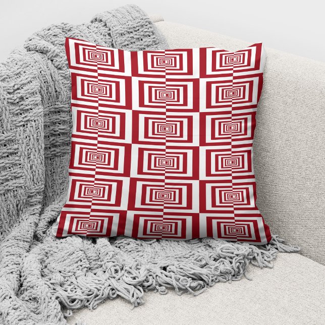 Modern Red Geometric Pattern Throw Pillow (Creator Uploaded)
