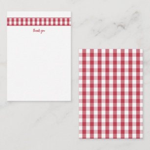 Modern Red Gingham thank you notes