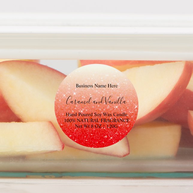Modern Red Glitter Candles Labels (Affixed)