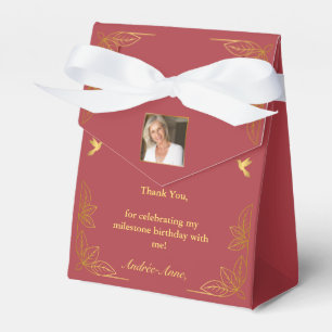 Modern Red Gold 50 Fabulous Birthday Photo Favor Box