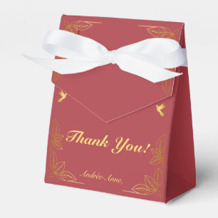 Modern Red Gold 50 Fabulous Birthday Thank You Favor Box
