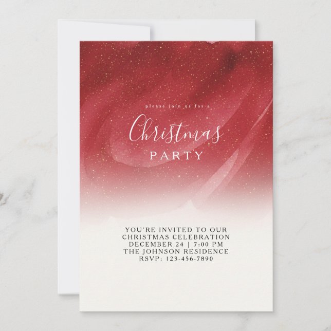 Modern Red & Gold Abstract Christmas Card – Person (Front)
