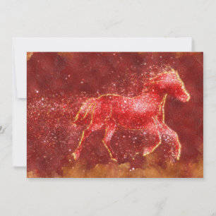 Modern Red Gold Glitter Horse 2026 Lunar New Year Invitation
