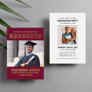 Modern Red Gold Graduate Photo Graduation Party