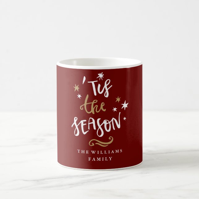 Modern Red Gold 'Tis The Season Christmas Mug (Center)