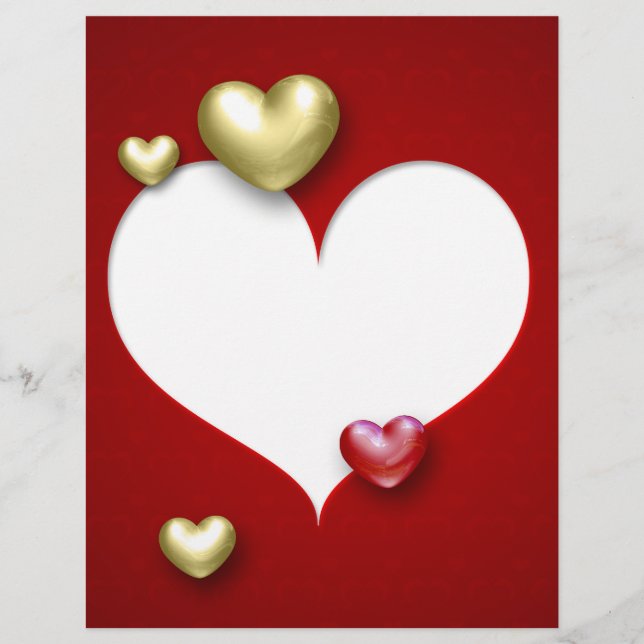 Modern Red Gold Valentine Hearts (Front)