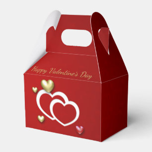 Modern Red Gold Valentine Hearts Favor Box