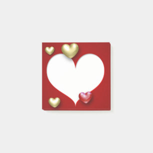 Modern Red Gold Valentine Hearts Post-it Notes