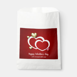 Modern Red Gold Valentine's Day Hearts Favour Bag