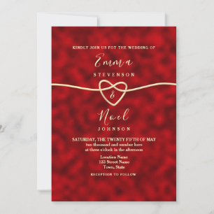 Modern Red Gold Wedding Invitation