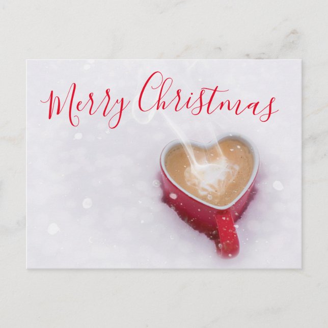 Modern Red Good Morning Merry Christmas Holiday Postcard (Front)