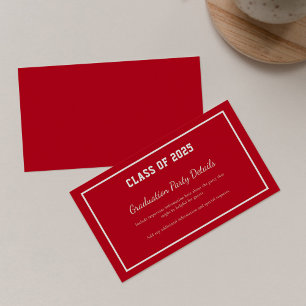 Modern Red Graduation 2026 Party Business Card