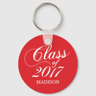 Modern Red Graduation Keychain