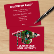 Modern Red Graduation Shape Photo Collage Party