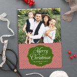 Modern Red Green Chevron Christmas Photo Card<br><div class="desc">A trendy and stylish chevron pattern is featured on this modern Christmas photo card. Shown in red,  green and white. Easily personalize! Custom colors available upon request. To resize and position your photo,  click on the "CUSTOMIZE IT" button.</div>