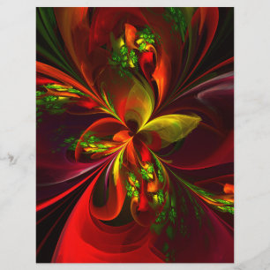 Modern Red Green Floral Abstract Art Pattern #05