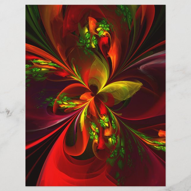 Modern Red Green Floral Abstract Art Pattern #05 (Front)