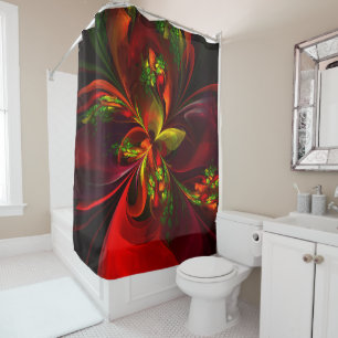 Modern Red Green Floral Abstract Art Pattern #05