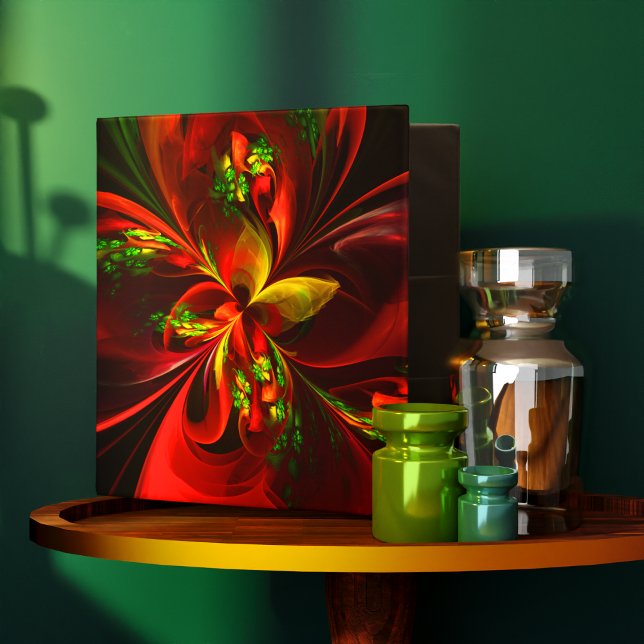 Modern Red Green Floral Abstract Art Pattern #05 Binder (Modern Red Green Floral Abstract Art Pattern #05 3 Ring Binder)