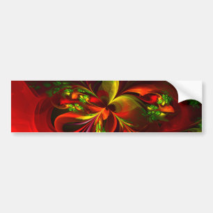 Modern Red Green Floral Abstract Art Pattern #05 Bumper Sticker