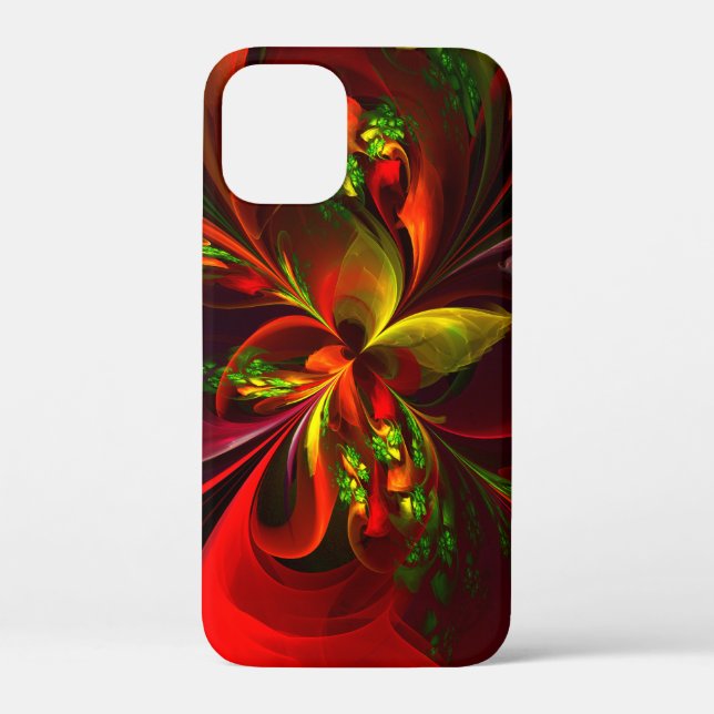 Modern Red Green Floral Abstract Art Pattern #05 Case-Mate iPhone Case (Back)