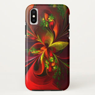 Modern Red Green Floral Abstract Art Pattern #05 Case-Mate iPhone Case