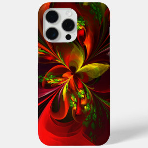 Modern Red Green Floral Abstract Art Pattern #05 iPhone 15 Pro Max Case