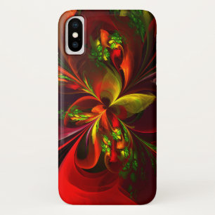 Modern Red Green Floral Abstract Art Pattern #05 Case-Mate iPhone Case