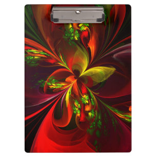 Modern Red Green Floral Abstract Art Pattern #05 Clipboard