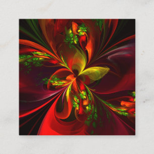 Modern Red Green Floral Abstract Art Pattern #05 Enclosure Card