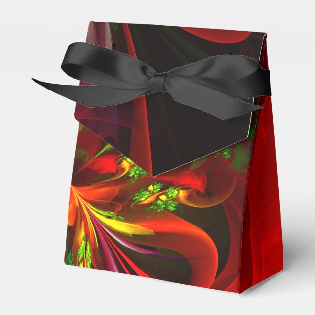 Modern Red Green Floral Abstract Art Pattern #05 Favor Box (Front Side)