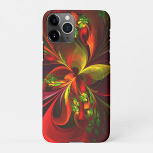 Modern Red Green Floral Abstract Art Pattern #05 iPhone 11Pro Case