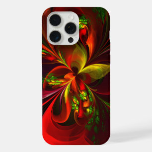 Modern Red Green Floral Abstract Art Pattern #05 iPhone 15 Pro Max Case