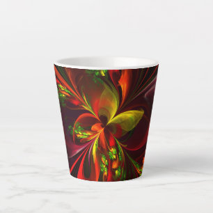 Modern Red Green Floral Abstract Art Pattern #05 Latte Mug