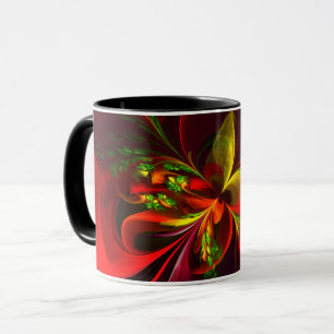 Modern Red Green Floral Abstract Art Pattern #05 Mug