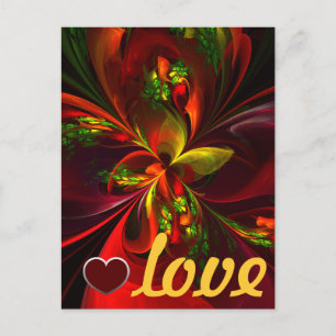 Modern Red Green Floral Abstract Art Pattern #05 Postcard