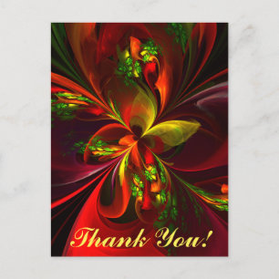 Modern Red Green Floral Abstract Art Pattern #05 Postcard