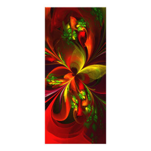 Modern Red Green Floral Abstract Art Pattern #05 Rack Card