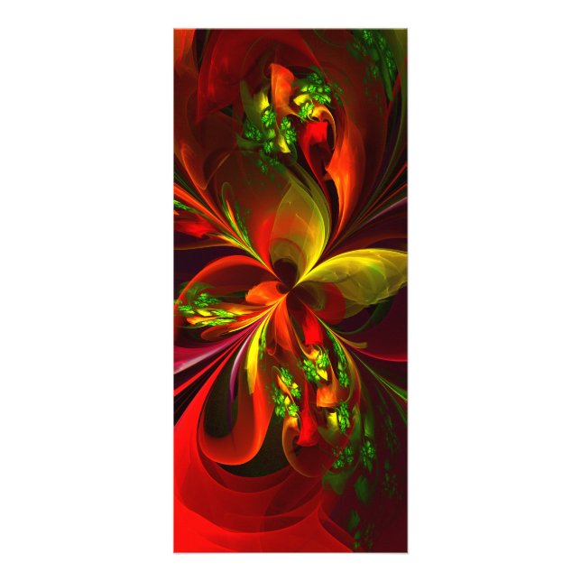 Modern Red Green Floral Abstract Art Pattern #05 Rack Card (Front)