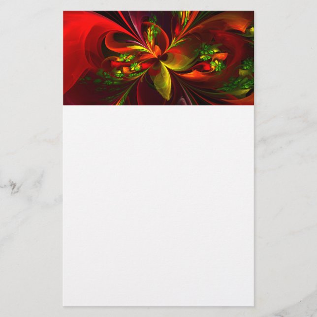 Modern Red Green Floral Abstract Art Pattern #05 Stationery (Front)